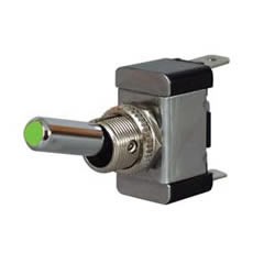 0-603-04 - Toggle Switch, Illuminated with 12/24V LED (Green)